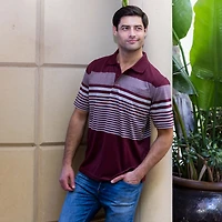Gioberti Men's Multi-Stripe Short Sleeve Polo w/ Pocket