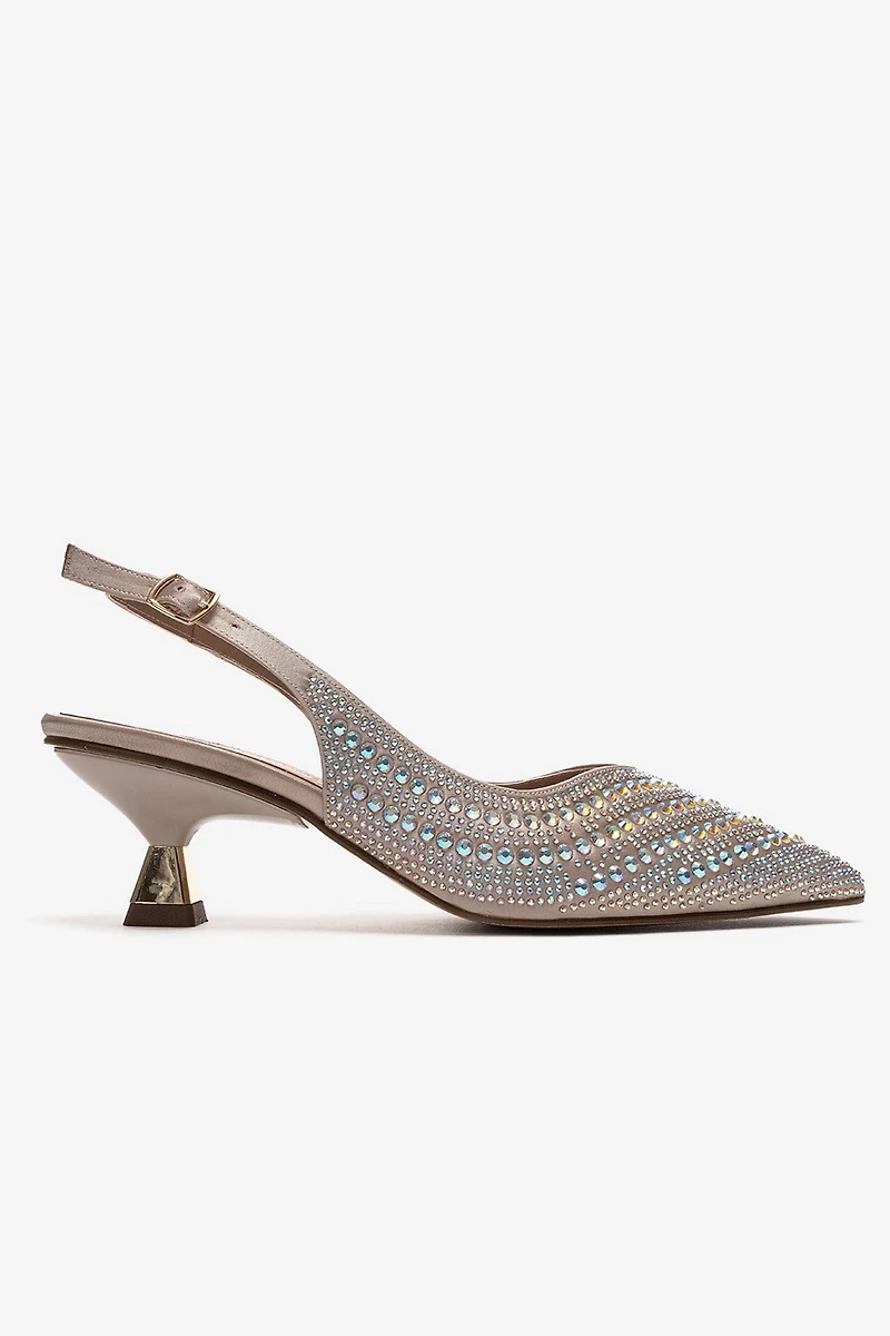 Prologue Shoes Womens Royale Embellished Kitten Heel Pump