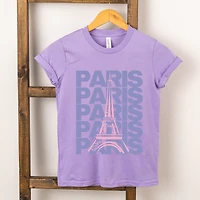 The Juniper Shop - Paris Stacked Purple Youth Short Sleeve Graphic T-Shirt