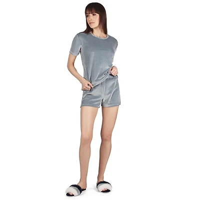 MeMoi Women's Soft Velour Matching Shorts and T-Shirt Set