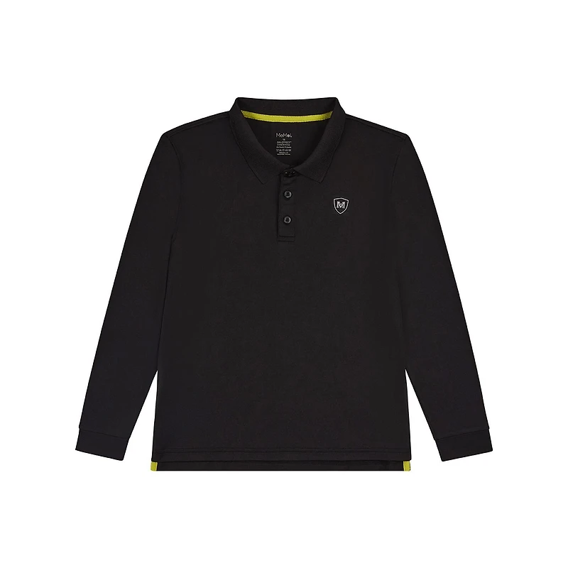 MeMoi Boys Silky Soft Dri-Effect Moisture Wicking Long Sleeve Polo Shirt