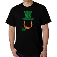 LA Pop Art Men's Leprechaun Word T-Shirt - 100% Cotton, Crew Neck