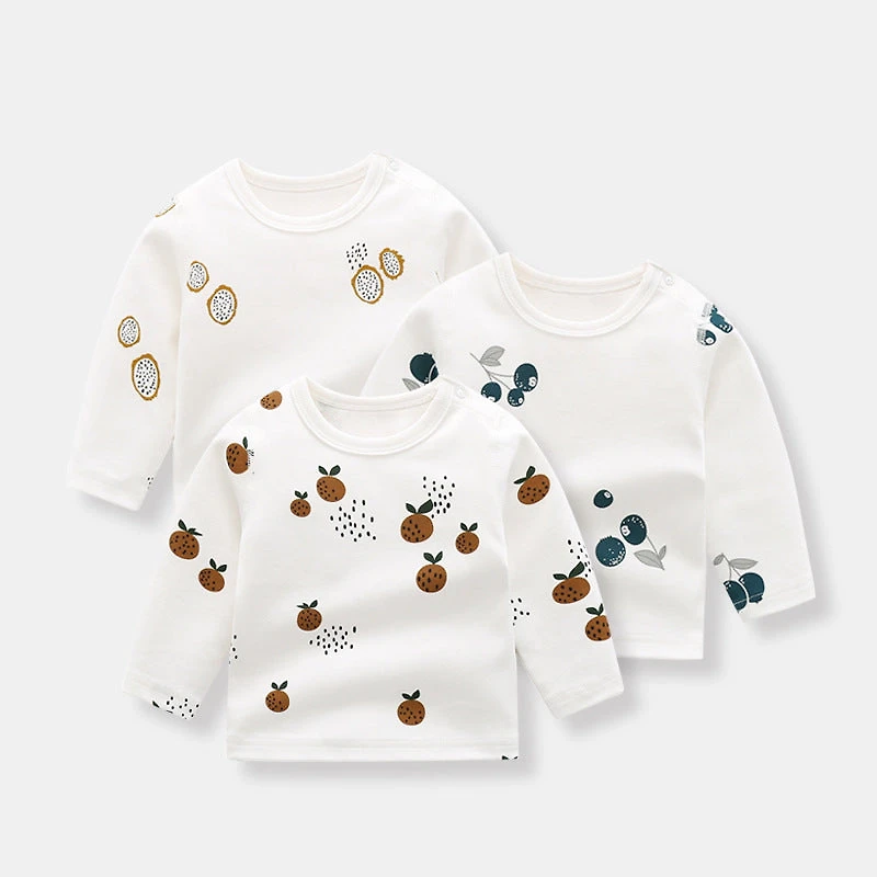 MyKids-USA Baby Allover Fruit Graphic 100% Pure Organic Cotton Side Snap Button Tops