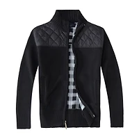 Gioberti Men's Knitted Regular Fit Full Zip Cardigan Sweater With Soft Brushed Flannel Lining