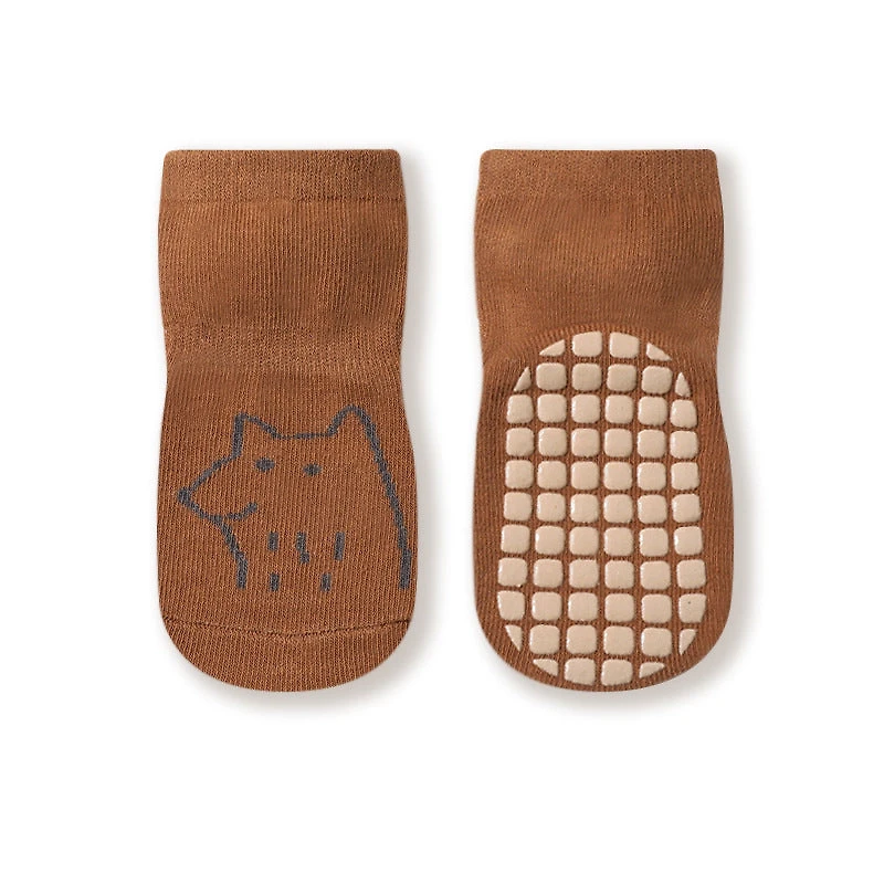 MyKids-USA Baby Cartoon Graphic Non-Slip Cotton Blend Socks, Small