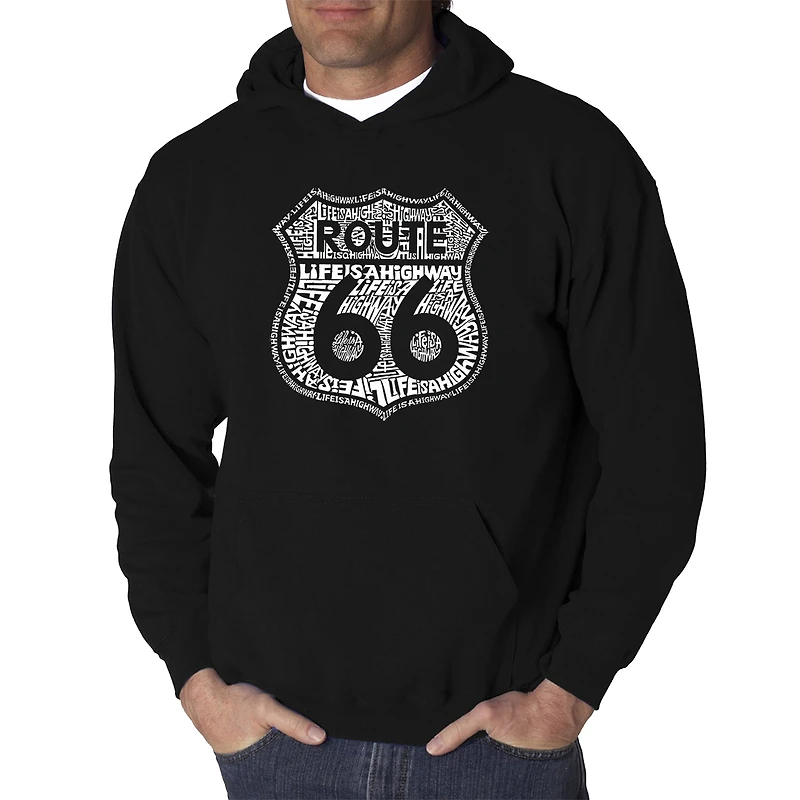 LA Pop Art Route 66 - Life is a Highway Men's Word Hooded Sweatshirt