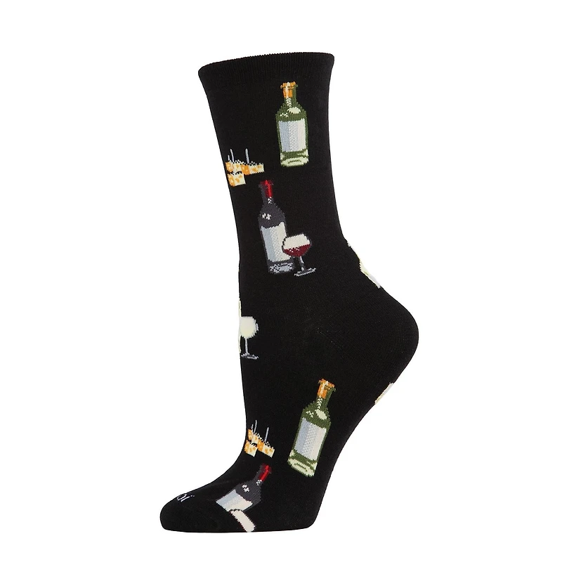 MeMoi Wine and Cheese Bamboo Blend Crew Socks