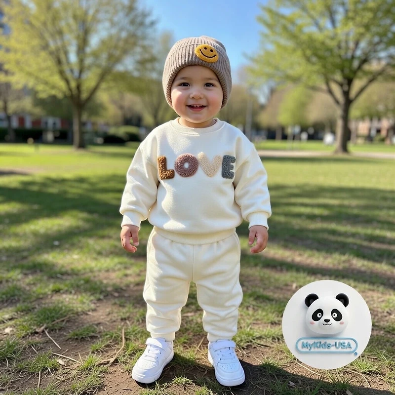 MyKids-USA LOVE Graphic Hoodies Combo Pants Kids Valentine's Day Sets