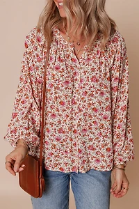 Threaded Pear Women's Carter Notched Puff Sleeve Blouse
