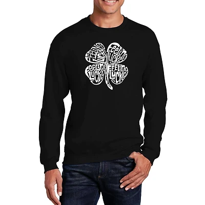 LA Pop Art Feeling Lucky - Mens Word Crew Sweatshirt