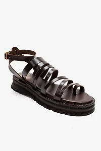 Forever & Always Womens Pelsa Leather Multi Strap Sandals