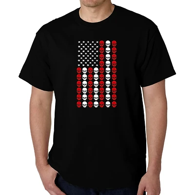 LA Pop Art Men's Skull Flag Graphic T-Shirt - Crew Neck