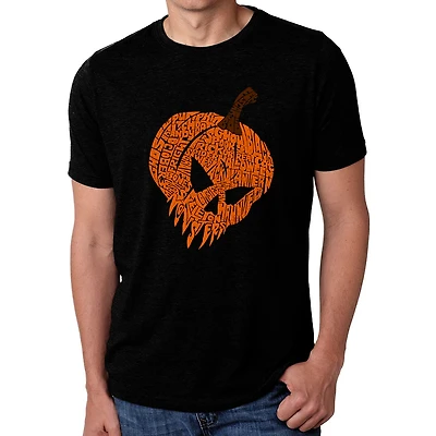 LA Pop Art Men's Cotton/Poly Word T-Shirt - Evil Pumpkin
