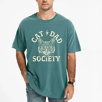 Simply Sage Market - Cat Dad Society Distressed  Men's Garment Dyed Graphic T-Shirt