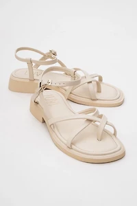 Forever & Always Womens Antas Strappy Leather Flat Sandals