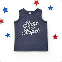 The Juniper Shop - Stars and Stripes Slanted Cursive Puff Print - Toddler Graphic Tank