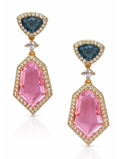 AGP PARIS Womens Geometric Double Stone Drop Earrings