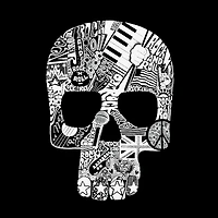LA Pop Art Men's Word Art T-Shirt - Rock n Roll Skull