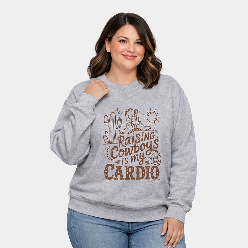Simply Sage Market - Raising Cowboys Is My Cardio Women's Plus Sized Graphic Sweatshirt