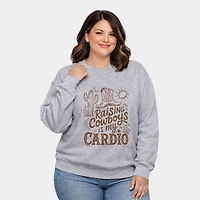 Simply Sage Market - Raising Cowboys Is My Cardio  Women's Plus Sized Graphic Sweatshirt