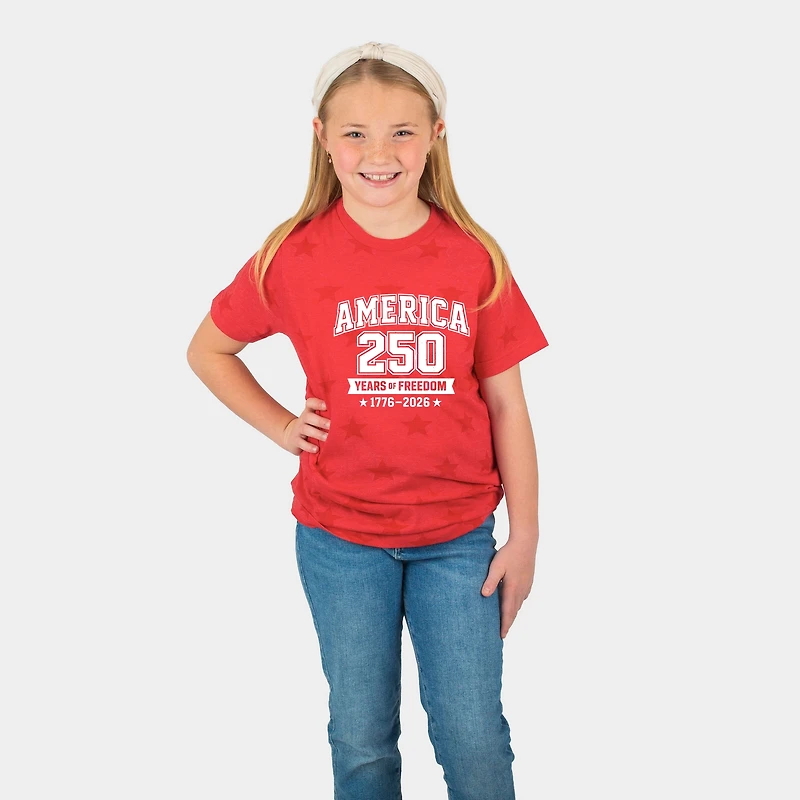 The Juniper Shop - America 250 Years of Freedom Varsity Youth Short Sleeve Star Tee