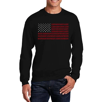 LA Pop Art Usa Flag - Mens Word Crew Sweatshirt