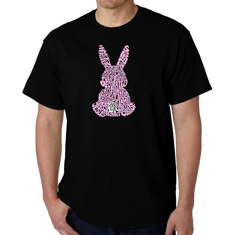 LA Pop Art Men's Easter Word-Art Cotton T-Shirt, Short Sleeve, Crew Neck