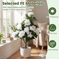 SlickBlue Set of 2 Artificial Hydrangea Trees with Flowers in Pots for Indoor and Outdoor