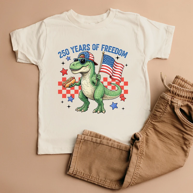 The Juniper Shop - 250 Years of Freedom Dinosaur Toddler Short Sleeve Graphic T-Shirt