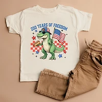 The Juniper Shop - 250 Years of Freedom Dinosaur Toddler Short Sleeve Graphic T-Shirt