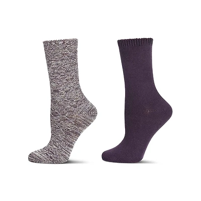 MeMoi 2 Pairs Women's Diamond Sparkle Cotton-Rich Crew Socks