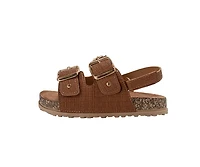 bebe Girl's Footbed Sandals with Buckle Straps and Charm Accents