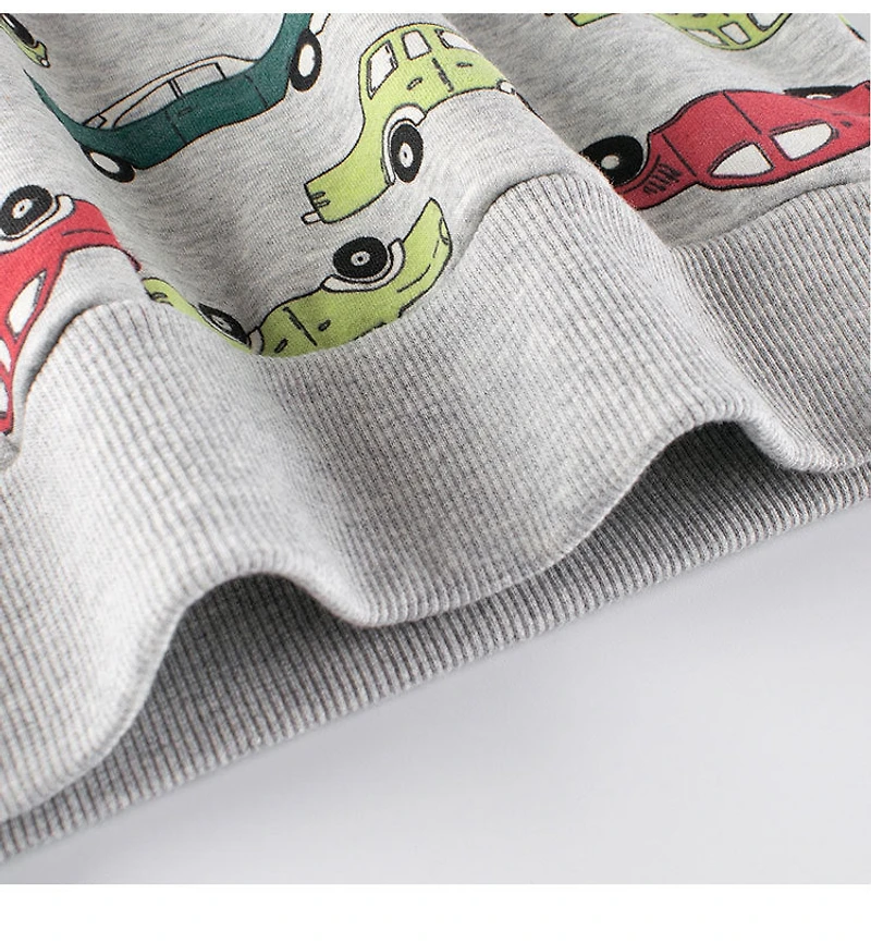 MyKids-USA Baby Boys Automobile Cars Cartoon Crew Neck Long Sleeve Grey Pullover