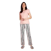 MeMoi Women's Get Tropical T-Shirt and Striped Pants Pajama Set