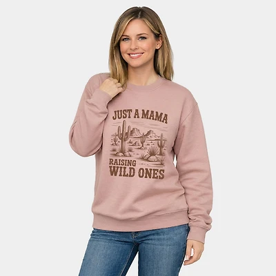 Simply Sage Market - Just A Mama Raising Wild Ones Women's Graphic Sweatshirt