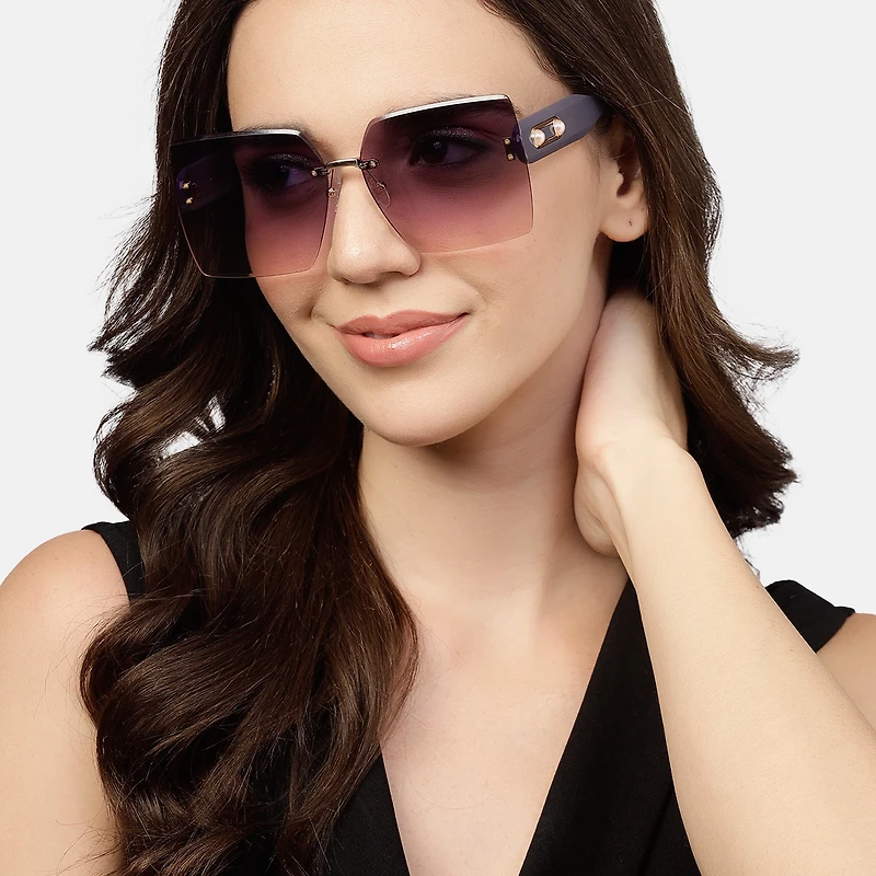 AGP PARIS Women's Square Acetate Gradient Lens UV400 Sunglasses