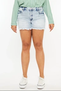 KanCan Women's Plus Size Essentials High Rise Mom Shorts Anastasia
