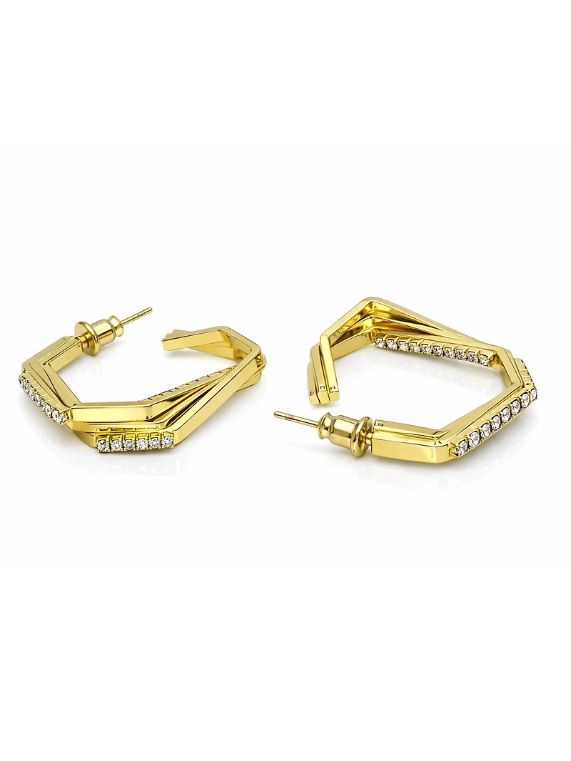 AGP PARIS Womens Angular Pavé Hoop Earrings