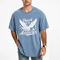 Simply Sage Market - Proud To Be American Distressed Eagle Men's Garment Dyed Graphic T-shirt