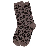 MeMoi Women's Soft Leopard Animal Print Cashmere Blend Crew Socks