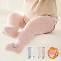 MyKids-USA Baby Cartoon Design Coral Fleece Wooden Ear Thickened Long Tube Socks