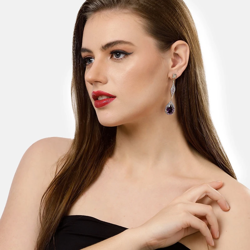 AGP PARIS Womens Gleaming Long Dangle Drop Earrings