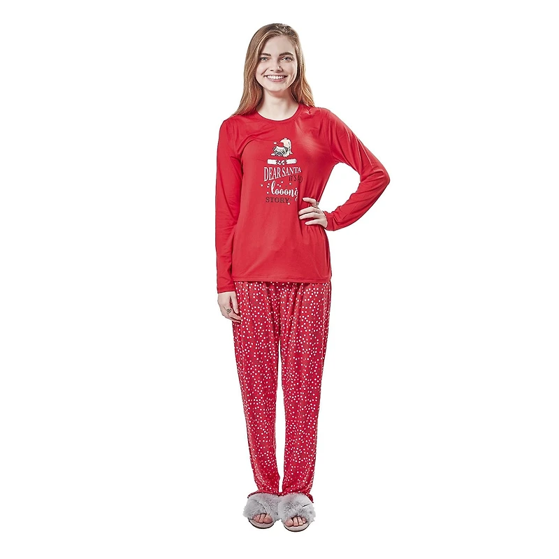 MeMoi Women's It's A Long Story Two-Piece Christmas Pajama Set