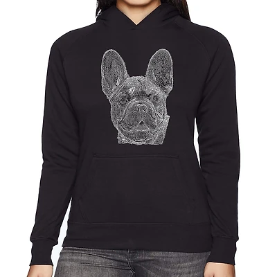 LA Pop Art French Bulldog - Women's Word Hooded Sweatshirt