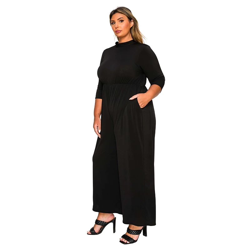 L I V D Women's Plus Summer Wide Leg Pocket Jumpsuit