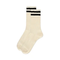 MeMoi Women's Pointelle Knit Striped Crew Socks