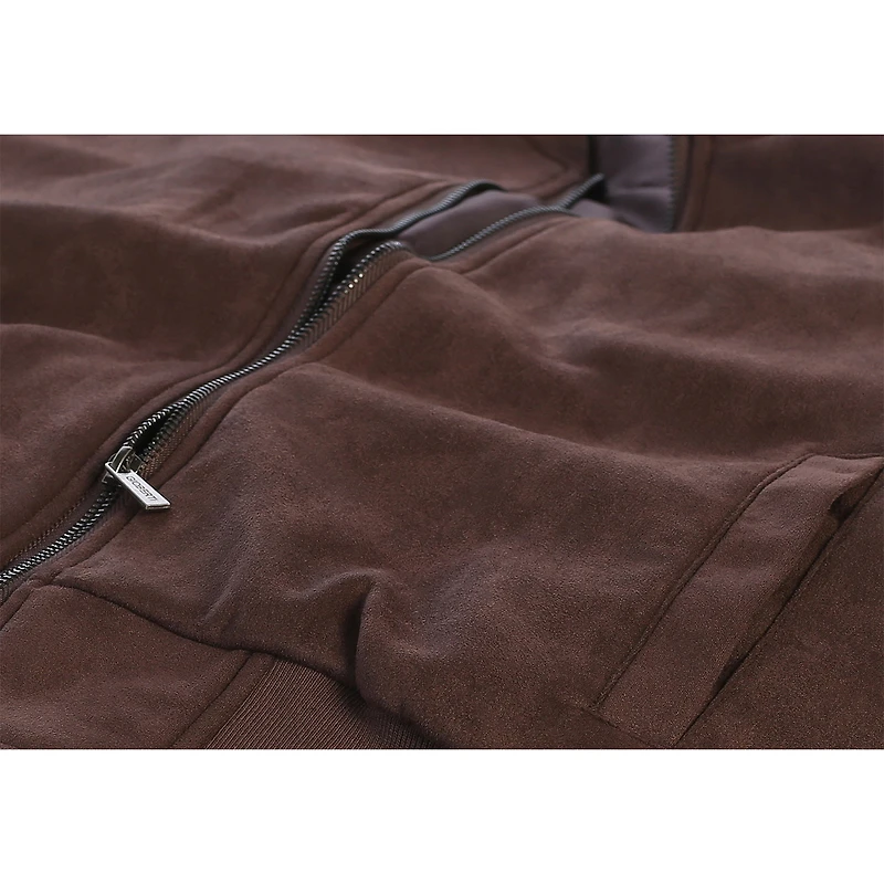 Gioberti Men's Faux Suede Bomber Jacket with Warm Light Inner Padding