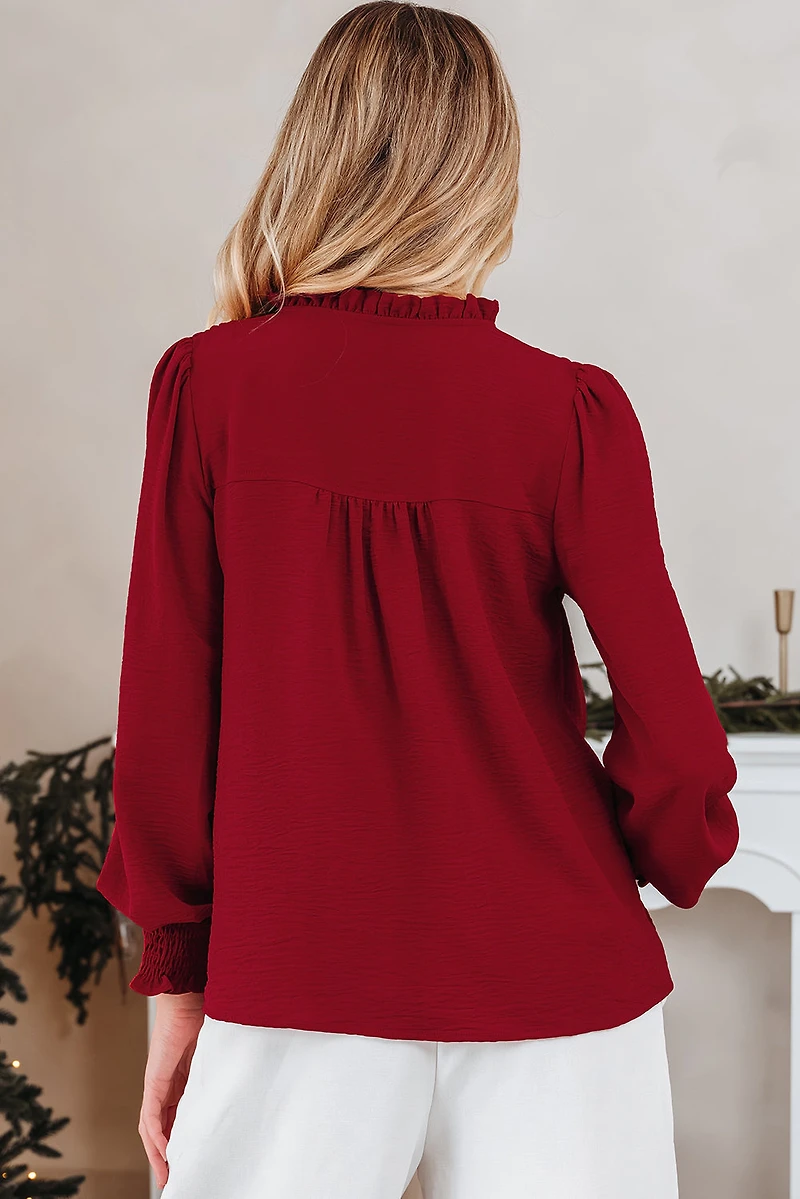 Threaded Pear Women's Karimya Long Sleeve Blouse Top