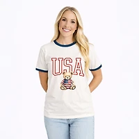 Simply Sage Market - USA Bear Women's Ringer Graphic T-Shirt