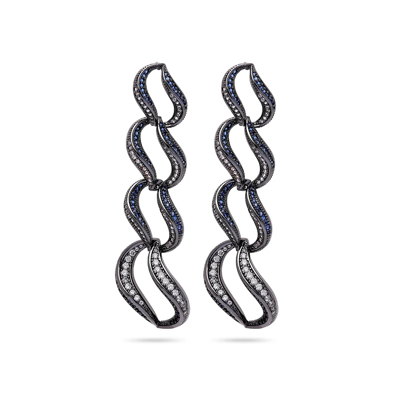 AGP PARIS Womens Dark Blue Curvy Loop Drop Earrings
